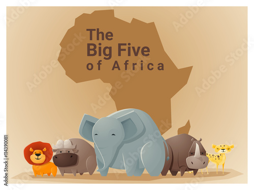 Fotografija Wild African animal background Big five,vector, illustration