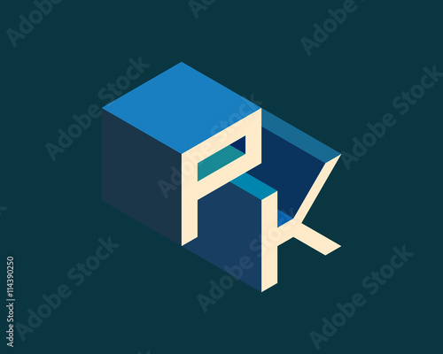 Pk Isometric 3d Letter Logo Three Dimensional Stock Vector Alphabet Font Typography Design Vector De Stock Adobe Stock