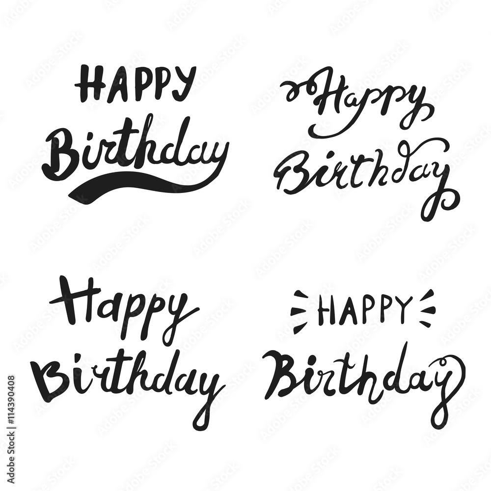 Happy birthday brush hand lettering typography calligraphic Phrase