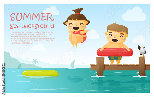 Enjoy tropical summer holiday background , vector , illustration