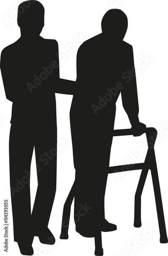 Geriatric nurse silhouette