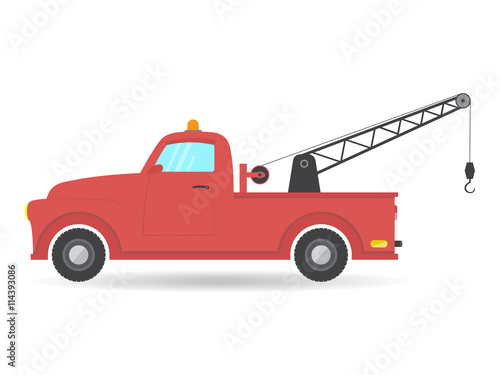 flat isolated tow truck van car vector vehicle icon illustration pick-up auto
