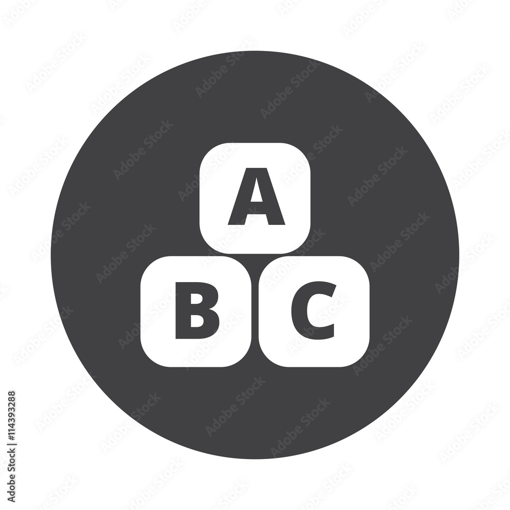 White Abc Blocks icon on black button isolated on white White Abc Blocks icon on black button isolated on white