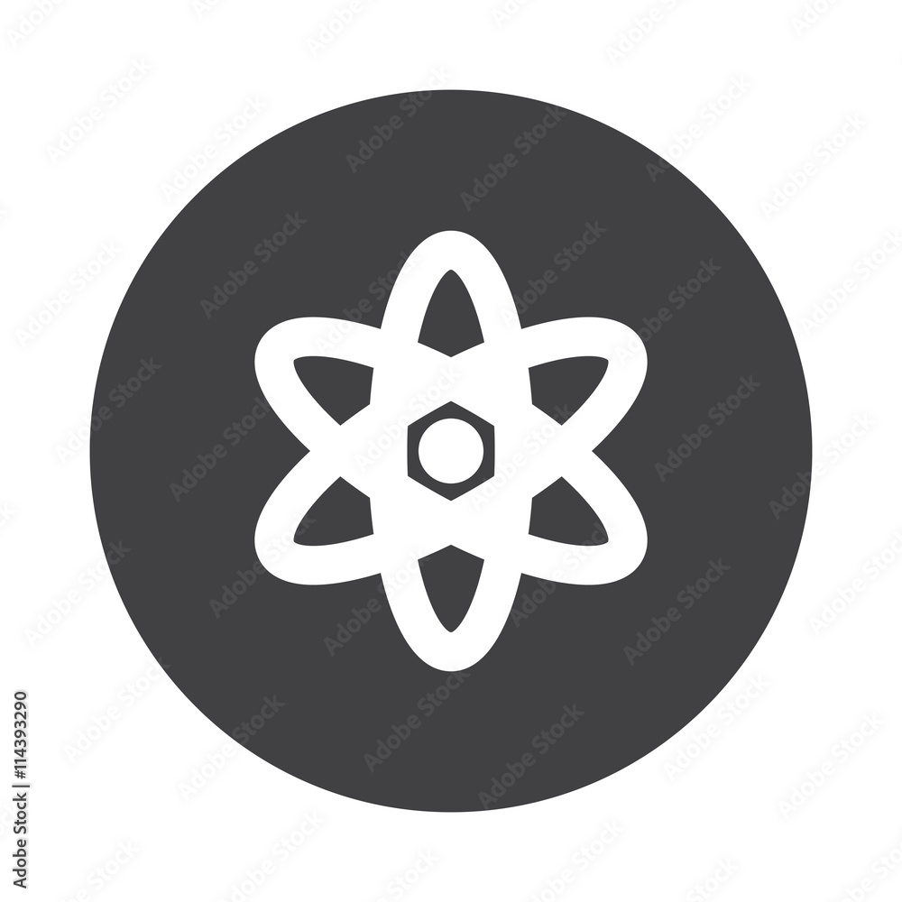 White Nuclear icon on black button isolated on white White Nuclear icon on black button isolated on white