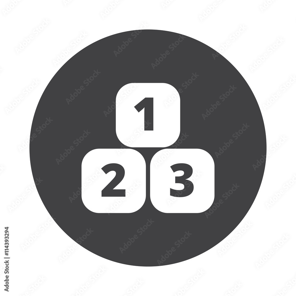 White 123 Blocks icon on black button isolated on white White 123 Blocks icon on black button isolated on white