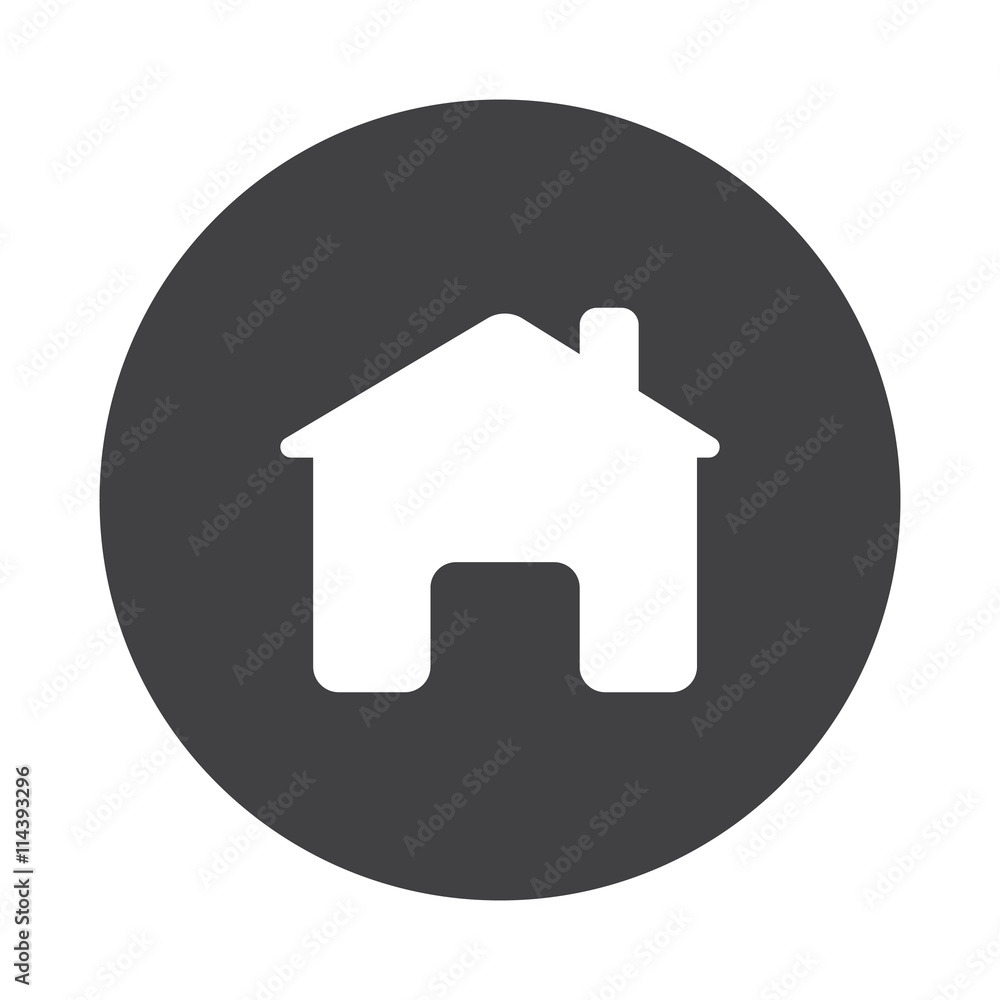 White Home icon on black button isolated on white White Home icon on black button isolated on white