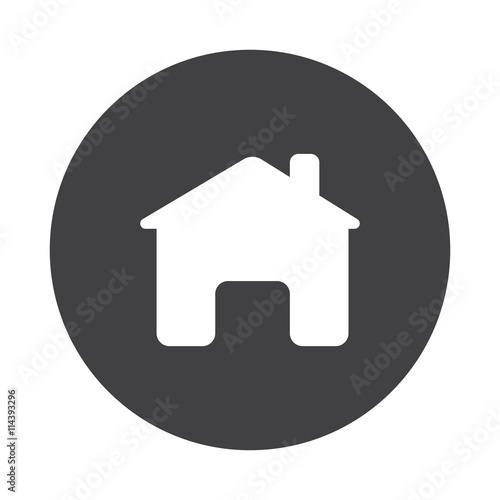 White Home icon on black button isolated on white