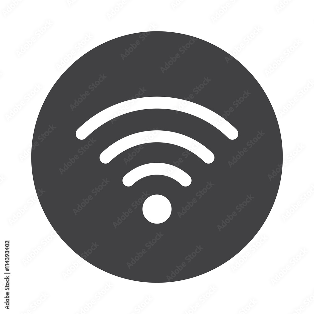 White Wireless icon on black button isolated on white White Wireless icon on black button isolated on white