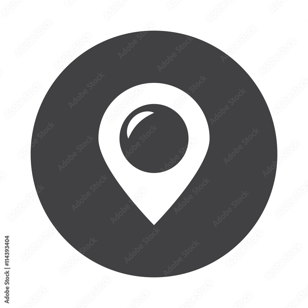 White Place icon on black button isolated on white White Place icon on black button isolated on white
