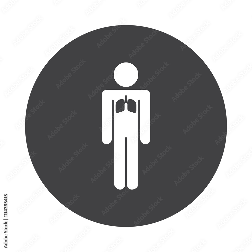 White Lungs icon on black button isolated on white White Lungs icon on black button isolated on white
