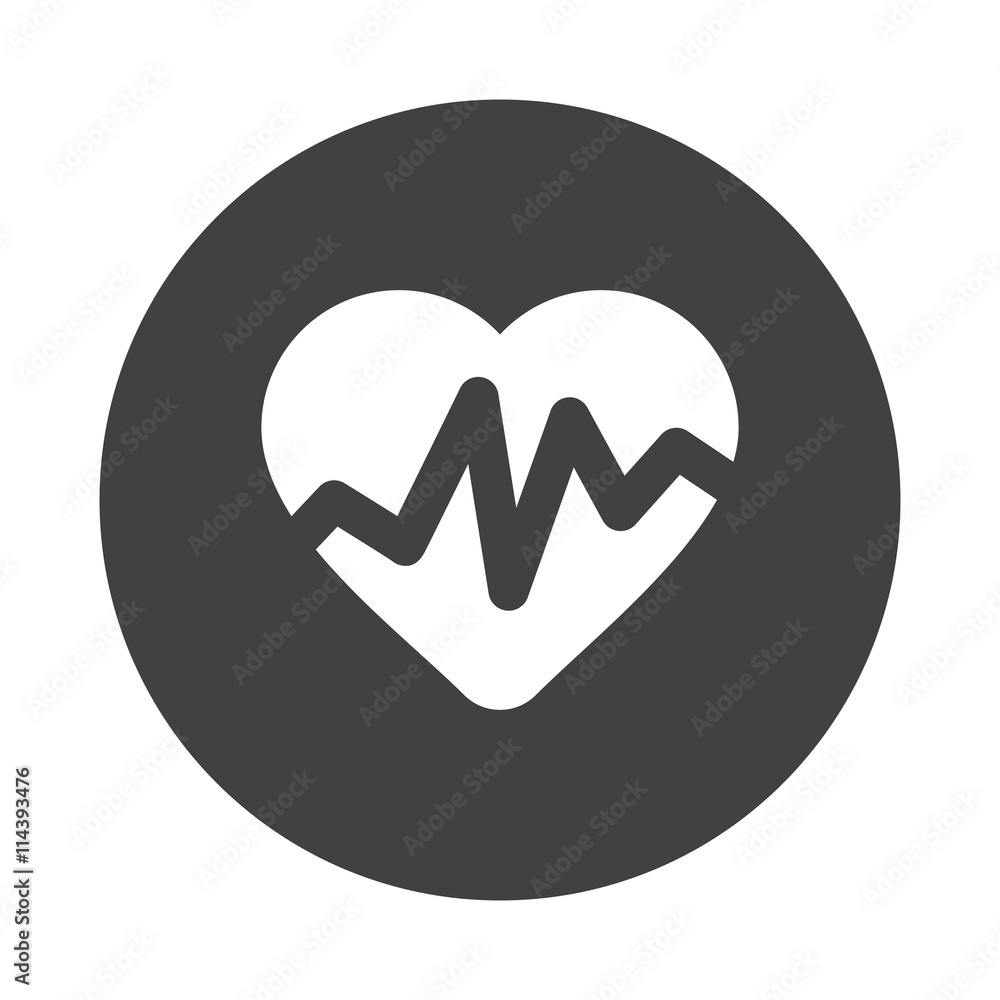 White Heart Rate Pulse icon on black button isolated on white White Heart Rate Pulse icon on black button isolated on white