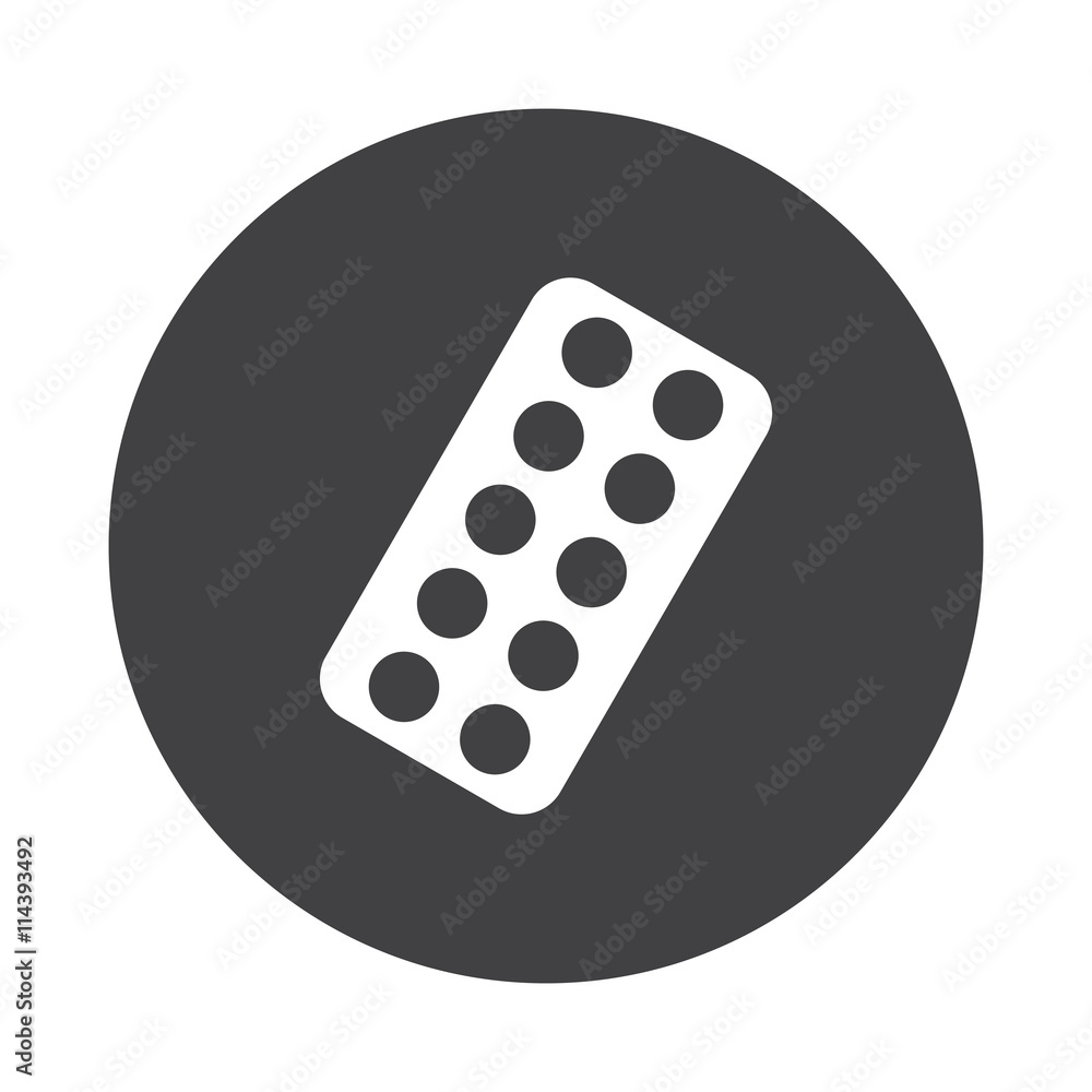 White Tablet Strip icon on black button isolated on white White Tablet Strip icon on black button isolated on white