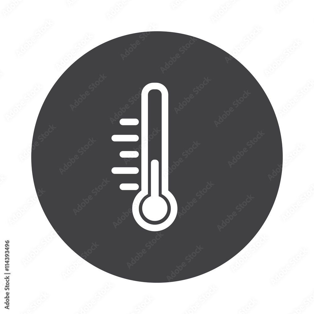 White Temperature icon on black button isolated on white White Temperature icon on black button isolated on white