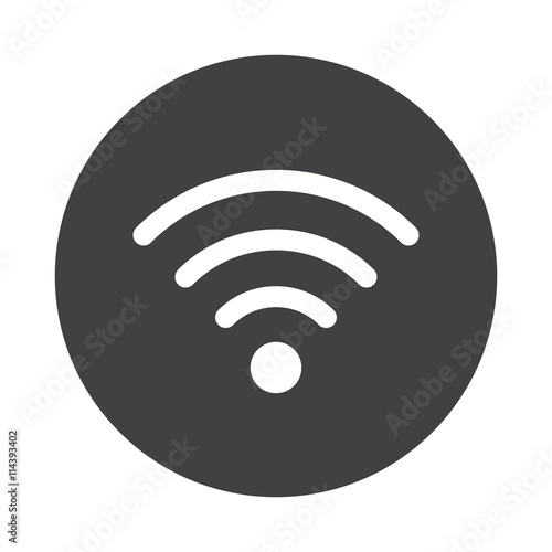 White Wireless icon on black button isolated on white