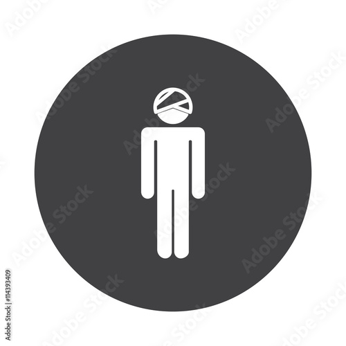 White Head icon on black button isolated on white