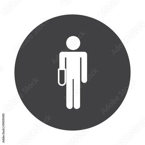 White Hand icon on black button isolated on white
