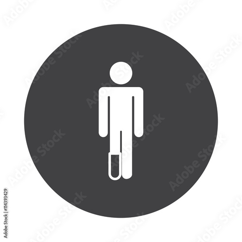 White Foot icon on black button isolated on white