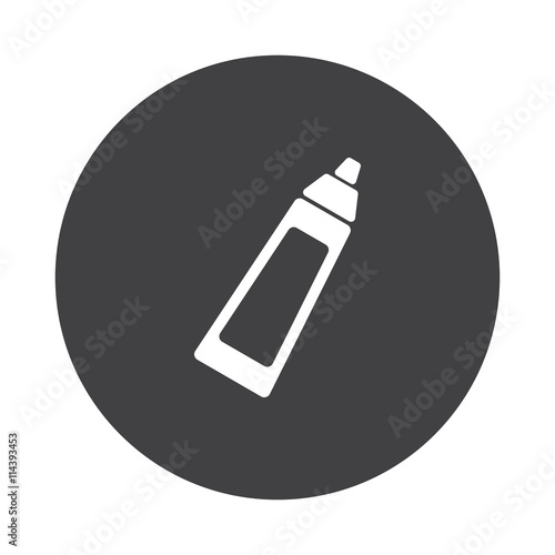 White Baby Bottle icon on black button isolated on white