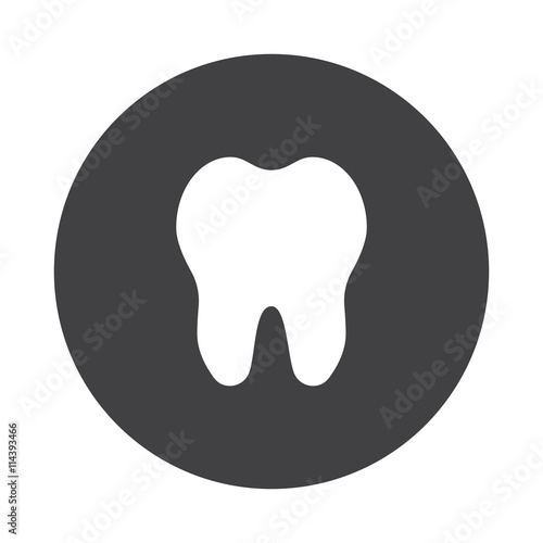 White Tooth icon on black button isolated on white
