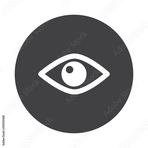 White Eye icon on black button isolated on white