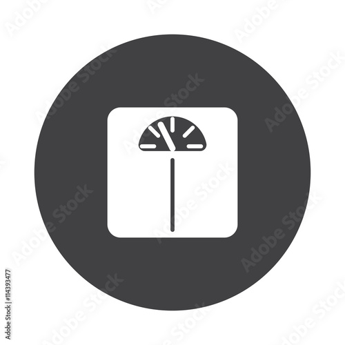White Personal Scale icon on black button isolated on white