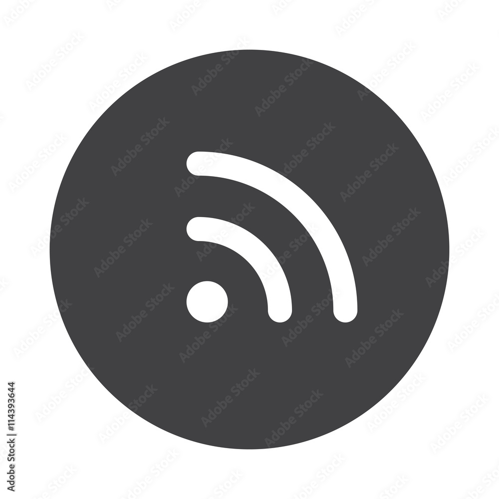 White Rss icon on black button isolated on white White Rss icon on black button isolated on white