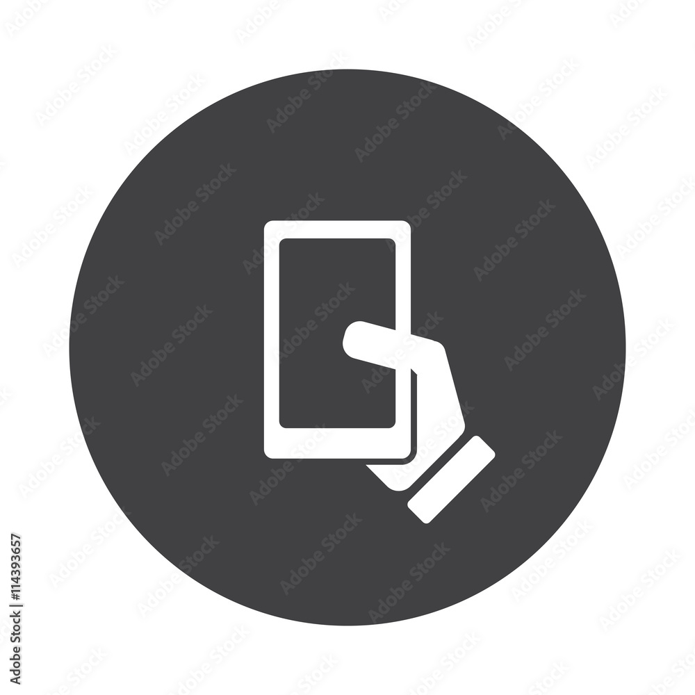 White Smartphone icon on black button isolated on white White Smartphone icon on black button isolated on white