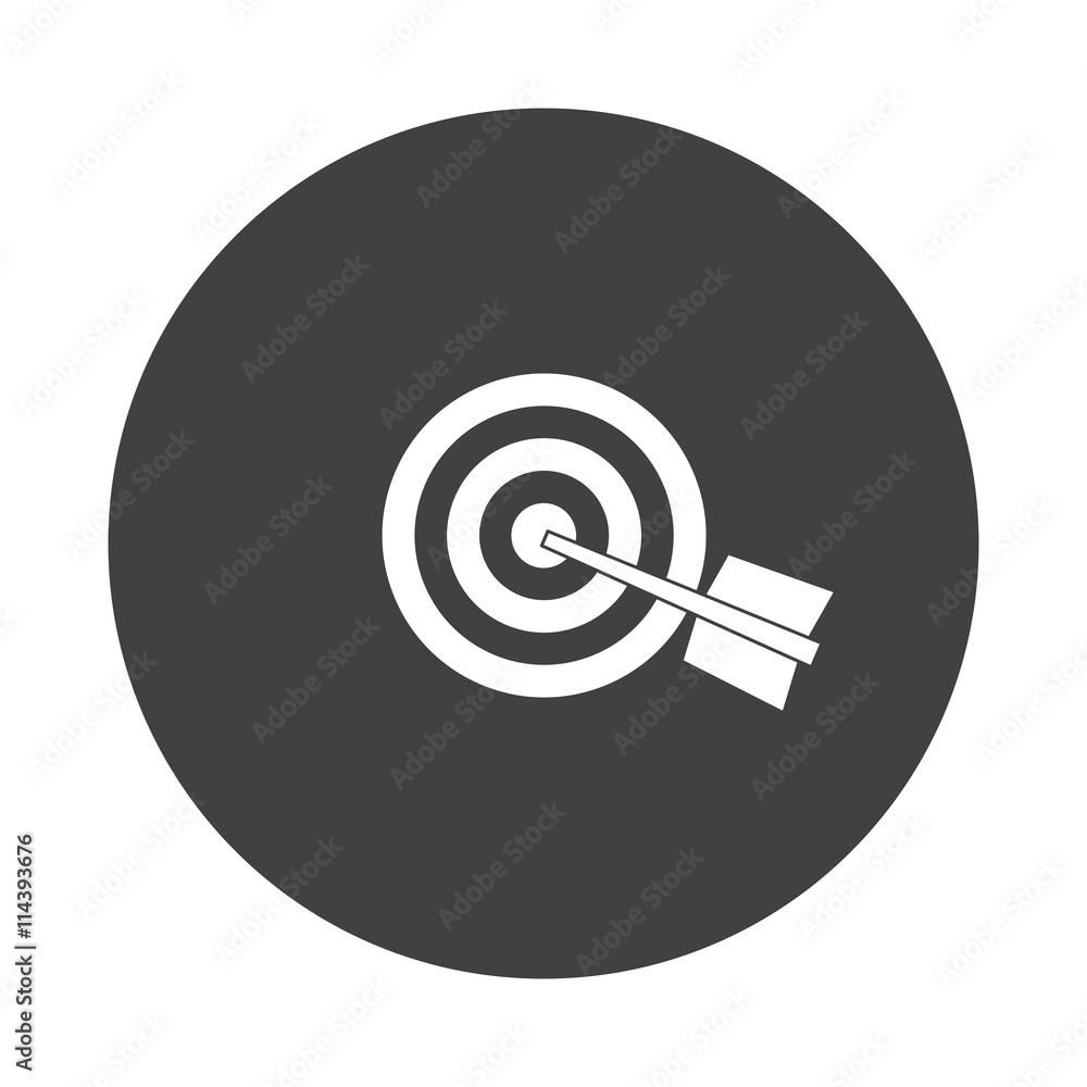 White Target icon on black button isolated on white White Target icon on black button isolated on white