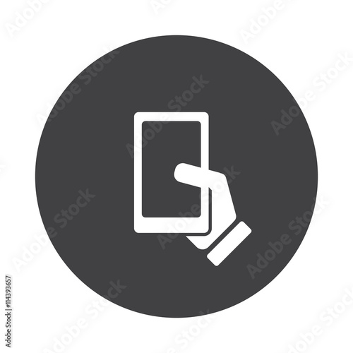 White Smartphone icon on black button isolated on white
