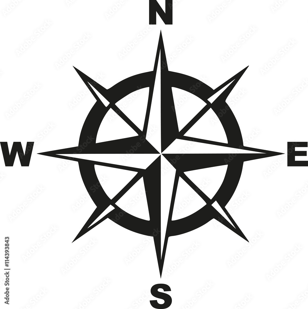 Compass with north south east west Stock-Vektorgrafik | Adobe Stock