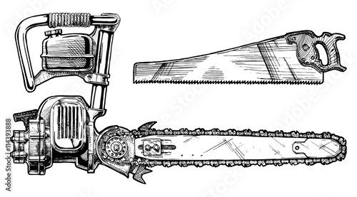 hand saw and chainsaw