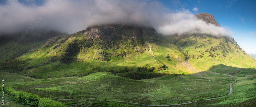 Panoramic View of Highlands of Scotland in Glencoe