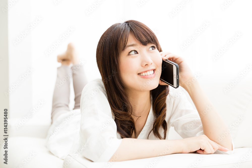 attractive asian woman talking