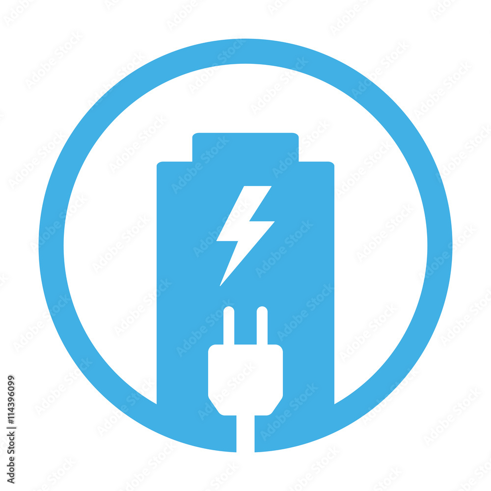battery charging plug icon on white background battery charging plug icon on white background