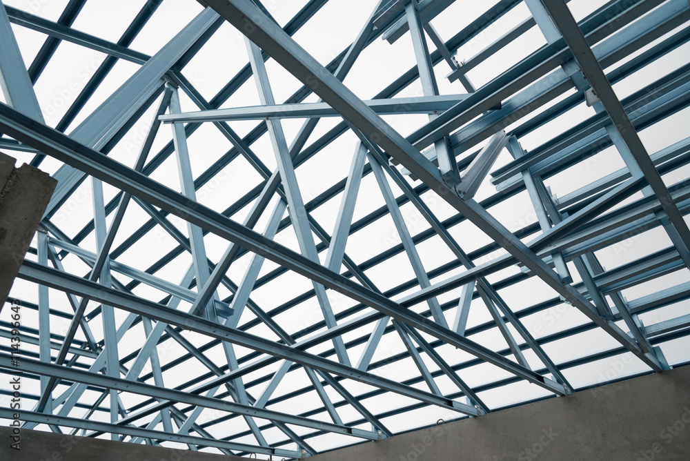 Structure of steel roof. Structure of steel roof.