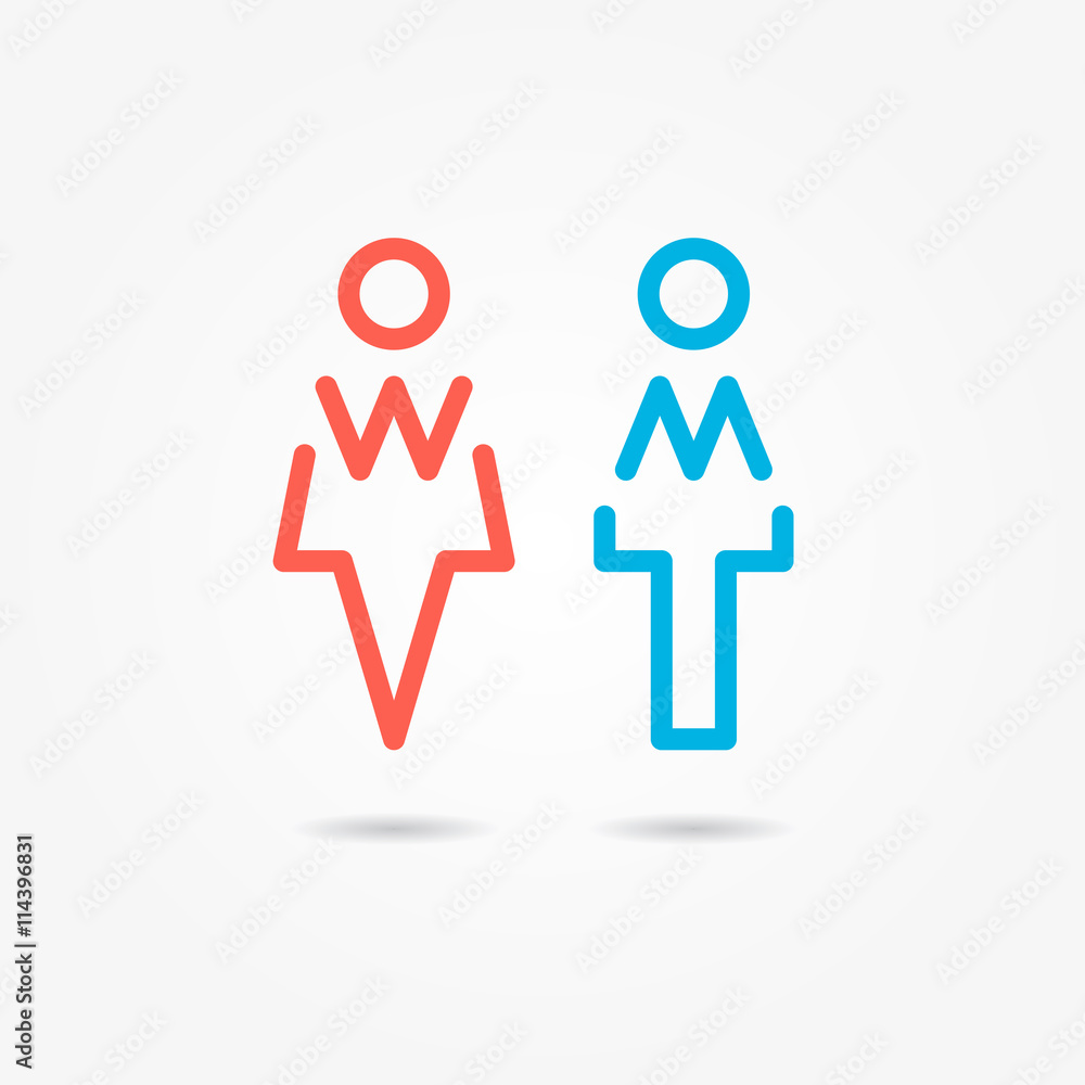 Restroom vector icons. Man and woman toilet icons. Gentleman and lady symbols. Isolated male and female wc symbols. Lavatory signs. Man and woman washroom symbols.
Restroom vector icons. Man and woman toilet icons. Gentleman and lady symbols. Isolated male and female wc symbols. Lavatory signs. Man and woman washroom symbols.