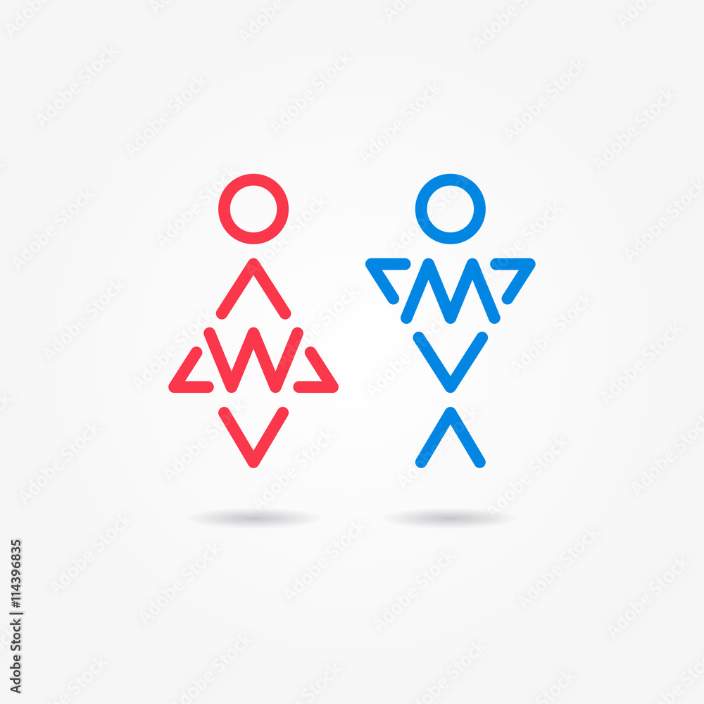 Restroom vector icons. Man and woman toilet icons. Gentleman and lady ...