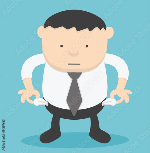 Businessman no money,vector illustration,Overweight businessman