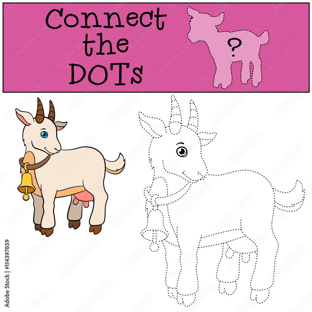 Educational games for kids: Connect the dots. Cute goat. Stock Vector ...