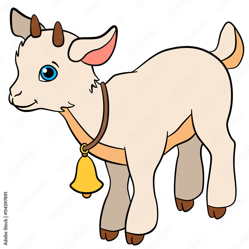 Cartoon farm animals for kids. Little cute baby goat. Stock Vector ...