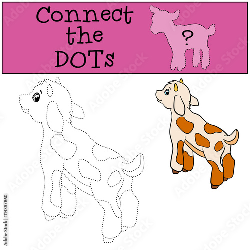 Educational games for kids  Connect the dots. Little cute baby goat
