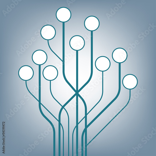 Circuit tree board digital in shape of the tree on background, illustration vector in flat design
