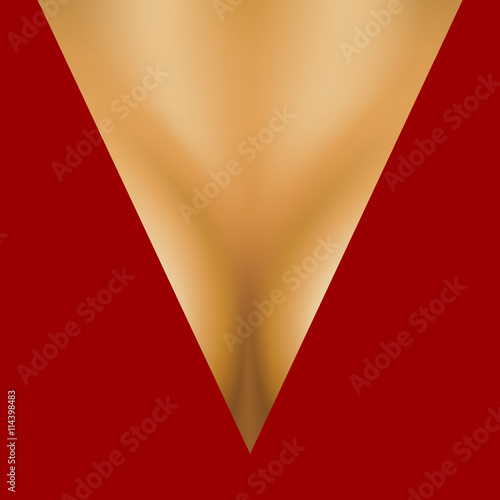Women's breasts in low cut dress in red design