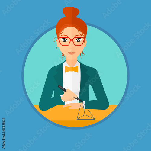 Woman using three D pen.