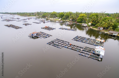 aerial view fish cage photo