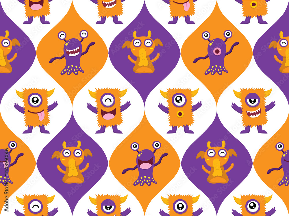 Cute Monster Halloween Seamless Cute Monster Halloween Seamless