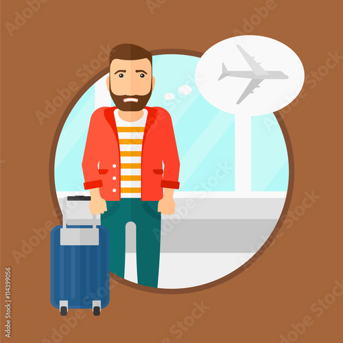 Man suffering from fear of flying.