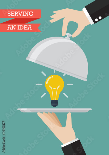 Waiter serving an idea