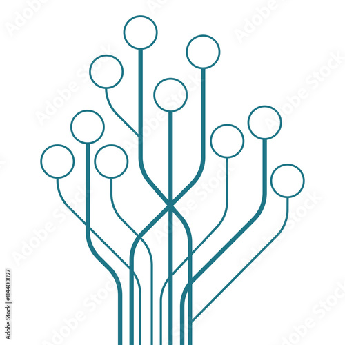 Circuit tree board digital in shape of the tree on white background, illustration vector in flat design