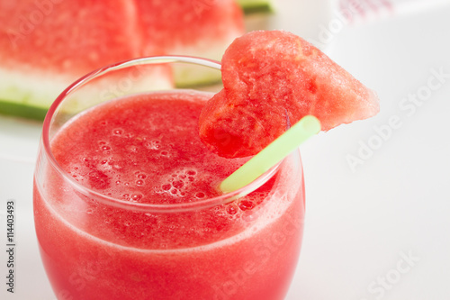 Watermelon drink in glass with heart of watermelon